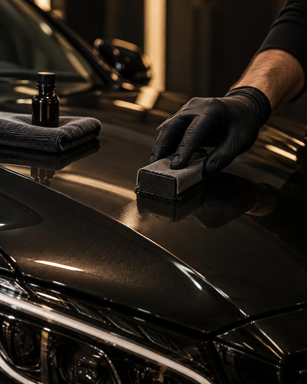 Aplicação de coating com aplicador sobre pintura escura